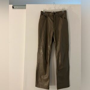 Abercrombie and Fitch olive green leather pants